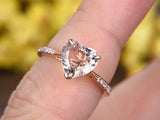 1.2ct Heart Cut Peach Morganite Engagement Ring 14k Rose Gold Finish Heart Shape