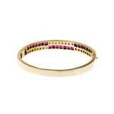 10ct Princess Round Cut Pink Ruby Two Row Unique Open Bangle 14k YellowGold Over