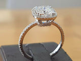 1.5ct Cushion Cut VVS1 Diamond Accents Halo Engagement Ring 14k WhiteGold Finish