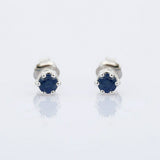 0.5ct Stud Earrings Round Cut Blue Sapphire Solitaire 14k White Gold Finish