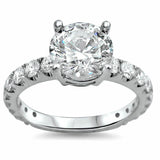 2Ct Round Cut Diamond Solitaire with Accents Engagement Ring 18K White Gold Over