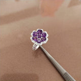 4.5ct Heart Cut Purple Amethyst Hearts Flower Cocktail Ring 14k WhiteGold Finish