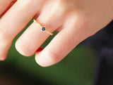 0.4ct Round Cut Blue Sapphire Engagement Ring Minimalist 14k Yellow Gold Finish