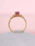 1ct Oval Cut Pink Ruby Engagement Ring Solitaire Heart Band 14k Rose Gold Finish