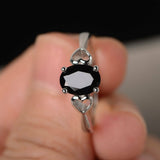 Promise Solitaire Engagement Ring 1ct Oval Cut Black Diamond 14k White Gold Over