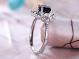 1ct Round Cut Black Diamond Trendy Stylish Engagement Ring 18k White Gold Finish