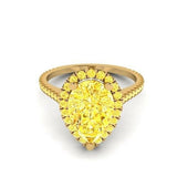 2ct Pear Cut Yellow Sapphire Accents Halo Engagement Ring 14k Yellow Gold Finish