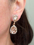 2ct Pear Cut Champagne Morganite Tear Drop Earring Women 14k Rose Gold Finish