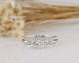 1.5ct Round Cut Diamond Bridal Set Engagement Ring Band 14k White Gold Finish