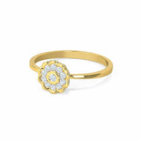 1ct Engagement Ring Round Diamond Cluster Floral Solitaire 14k Yellow Gold Over