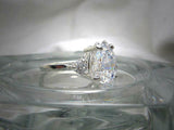 Round Accents Trilogy Engagement Ring 2ct Pear Cut Diamond 14k White Gold Finish