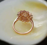 3ct Oval Cut Pink Sapphire Diamond Halo Floral Engagement Ring 14k RoseGold Over