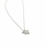 1ct Round Cut Diamond Trendy Star Design Pendant with Chain 14k WhiteGold Finish