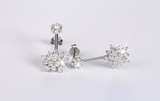 2.8ct Round Cut Diamond Flower Design Women Stud Earrings 14k White Gold Finish