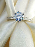 1.7ct Round Cut Diamond 6 Prong Solitaire with Accent Ring 14k White Gold Finish