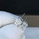 2.2ct Emerald Cut Diamond Solitaire Women Stud Earrings 14k White Gold Finish