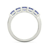 5Ct Emerald Cut Blue Tanzanite Stackable Engagement Ring 14K White Gold Finish