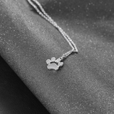 Stylish Teens Cute Pet Dog Footprint Paw Chain Pendant 14k White Gold Finish