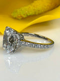 1.6ct Long Cushion Cut Diamond Solitaire Engagement Ring 14k White Gold Finish