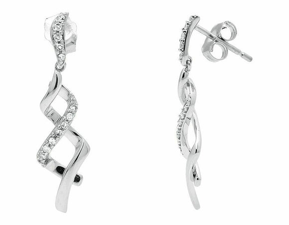 0.25ct Round Cut VVS1D Diamond Twist Infinityv Drop Earrings 14k White Gold Over