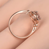 1.4ct Oval Cut Peach Morganite Halo Solitaire Engagement Ring 14k Rose Gold Over