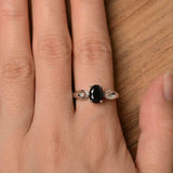 1ct Engagement Ring Oval Cut Black Diamond Stylish Trilogy 14k White Gold Finish