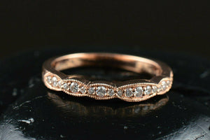 2Ct Round Cut DVVS1 Diamond Milgrain Stackable Wedding Band 14K Rose Gold Finish