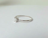 0.5ct Engagement Ring Emerald Cut Diamond Solitaire Design 14k White Gold Finish