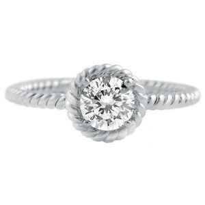 0.5ct Round Cut Diamond Engagement Ring Braided Solitaire 14k White Gold Finish