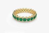 2.9ct Round Cut Green Emerald Cluster Full Eternity Band 14k Yellow Gold Finish