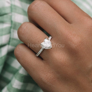 1ct Heart Simulated Diamond Solitaire with Accents Ring 14k White Gold Plated