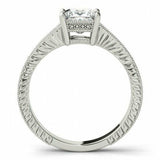 1.7ct Princess Cut Diamond Milgrain Vintage Engagement Ring 14k White Gold Over