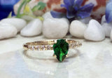 1ct Pear Cut Emerald Accents with Solitaire Engagement Ring 14k Yellow Gold Over