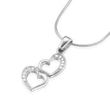 1ct Round Cut VVS1D Diamond Double Heart Pendant 14k White Gold Finish NO CHAIN