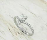 3ct Heart Cut Diamond Stackable Stylish Engagement Ring 14K White Gold Finish