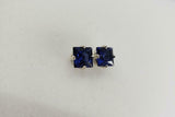 1ct Stud Earrings Princess Cut Blue Sapphire Solitaire 14k White Gold Finish