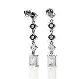 3ct Emerald Cut Diamond Elegant Vertical Tear Drop Earrings 14k White Gold Over