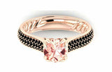 2.3ct Round Cut Peach Morganite Solitaire Three Row Band Ring 14k Rose Gold Over