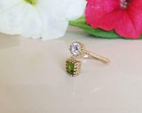 1.2ct Engagement Ring Princess Cut Peridot Crown Open Cuff 14k Yellow Gold Over