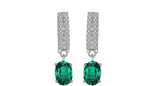 2.5ct Drop Earrings Oval Cut Green Emerald Dangling 14k White Gold Finish