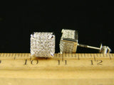 1ct Round Cut Diamond Ice Cube Cluster Hiphop Stud Earrings 14k White Gold Over