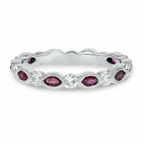 2ct Wedding Ring Band Marquise Cut Pink Ruby Full Eternity 14k White Gold Finish