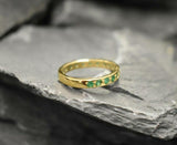 1ct Wedding Band Round Cut Green Emerald Half Eternity 14k Yellow Gold Finish