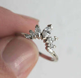 1.5ct Marquise Cut Diamond Engagement Ring 14k White Gold Finish Crown Tiara