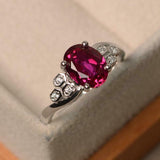 2.5ct Oval Cut Pink Ruby Solitaire Honeycomb Accent Ring 14k White Gold Finish