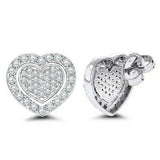 2Ct Round Cut Diamond Heart Cluster Halo Women Stud Earrings 14K White Gold Over