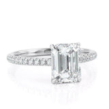 2.5ct Emerald Cut Diamond Engagement Ring Accent Solitaire 14k White Gold Finish