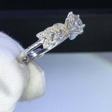 2.6ct Round Cut Diamond Solitaire Leaf Cluster Shank Ring 14k White Gold Finish