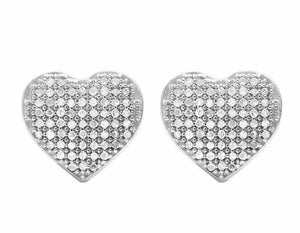 1.3ct Round Cut VVS1 Diamond Puff Heart Stud Earrings Women 14k WhiteGold Finish