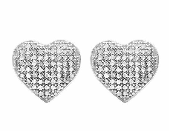 1.3ct Round Cut VVS1 Diamond Puff Heart Stud Earrings Women 14k WhiteGold Finish